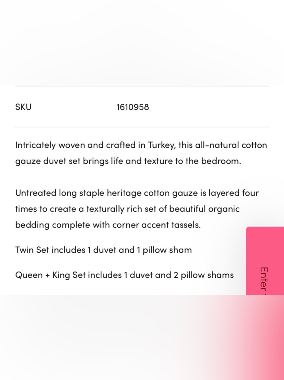 ABC home Ruya duvet set NWT (king) sleep in a moody cloud - Picture 3 of 6